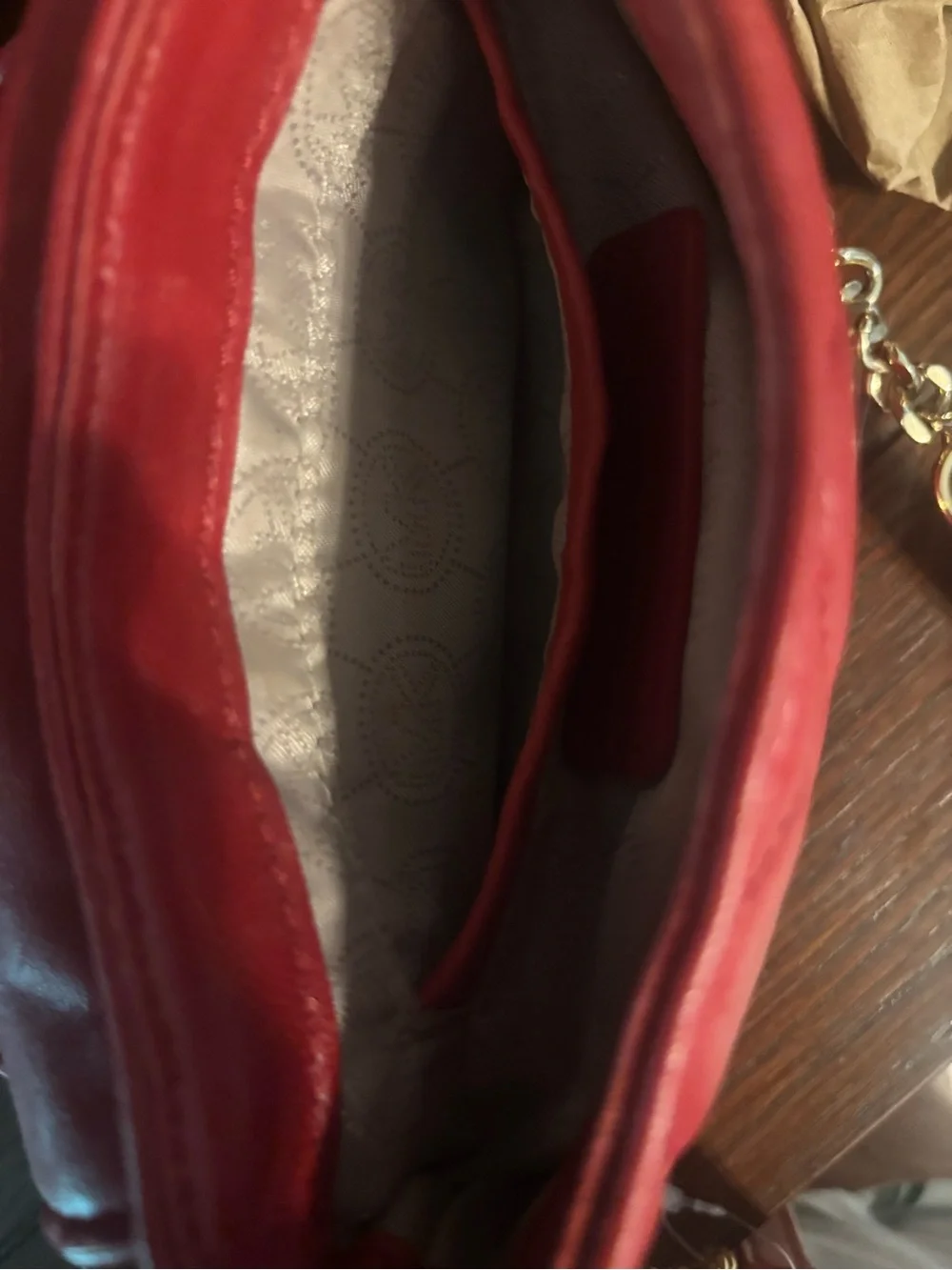Michael Kors Red Quilted Crossbody with Gold MK Logo